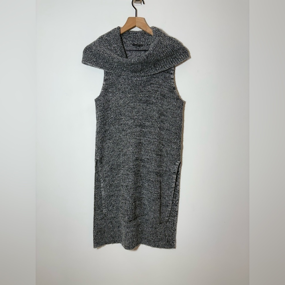 Express Sweater Tunic Long Top XS Mohair Blend Cowlneck Gray Fairy Grunge 90 Y2k